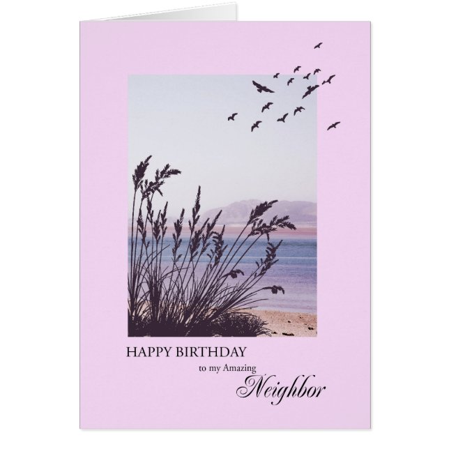 Cartão Aniversário do Vizinho, cena costeira (Frente)
