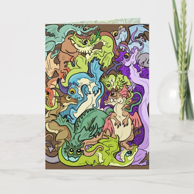 Cartão Aniversário dos Dragões de Festa (Frente)