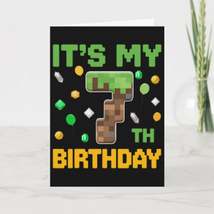 Cartão Aniversário É meu 7 Aniversário Gamer Pixel Numb