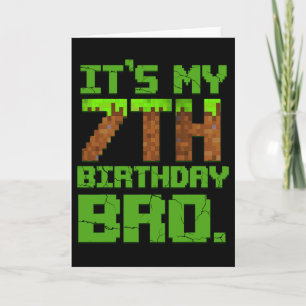 Cartão Aniversário É meu 7 Aniversário Gamer Pixel Numb