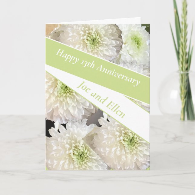 Cartão Aniversário editável de casamento por 13, (Frente)