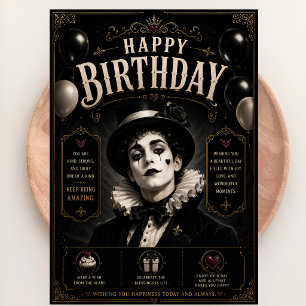 Cartão Aniversário Elegante Pierrot Gótico