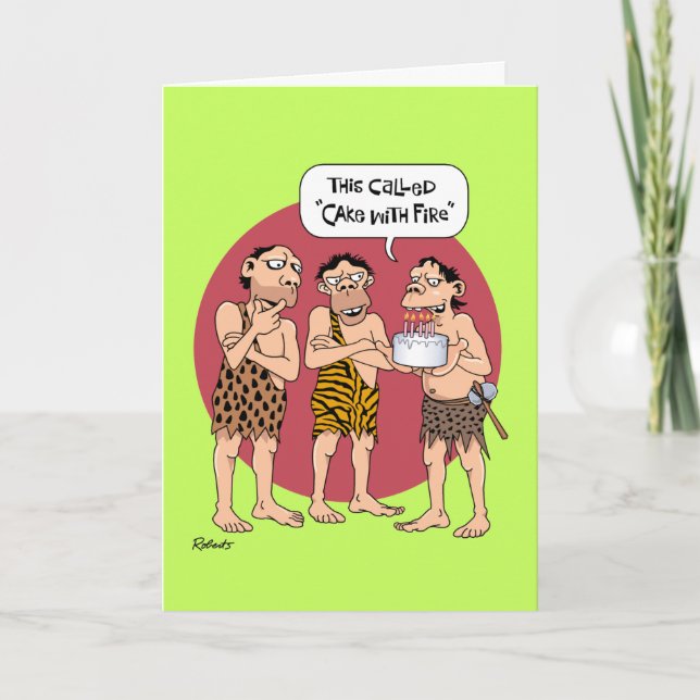 Cartão Aniversário Engraçado do Bolo de Fogo (Frente)