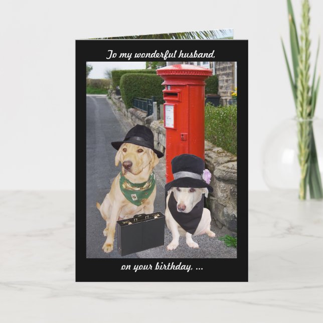 Cartão Aniversário engraçado do marido do laboratório (Frente)