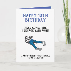 Cartão Aniversário Engraçado Personalizado de 13 anos A