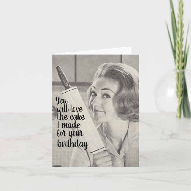 Cartão Aniversário engraçado. Rolando Pino perigoso. (Frente)