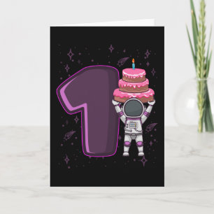Cartão ANIVERSÁRIO ESPACIAL 1 Astronauta Toddler primeiro