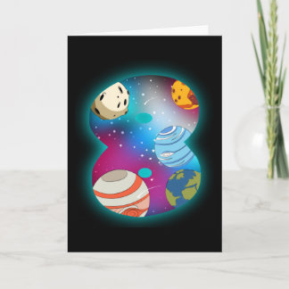 Cartão ANIVERSÁRIO ESPAÇO 88º Aniversário Garoto de 8 ano