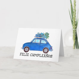 Cartão Aniversário espanhol Retro Fiat 500