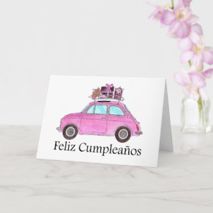 Cartão Aniversário espanhol Retro Fiat 500