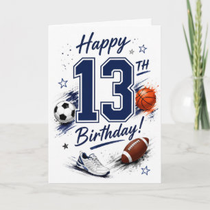 Cartão Aniversário Esportivo de 13 Anos