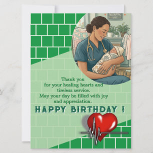 Cartão Aniversário estiloso de médico