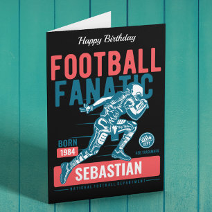 Cartão Aniversário Fanático Personalizado de Futebol