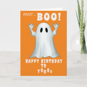 Cartão Aniversário fantasma de Spooky Retro Halloween