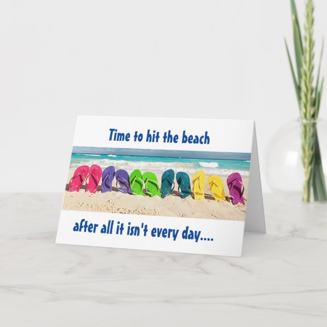 Cartão ANIVERSÁRIO FELIZ COM A Placa de CHINELOS (Frente)