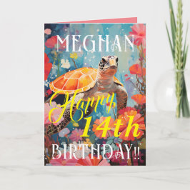 Cartão Aniversário Feliz Da Tartaruga Clássica E Do Ocean