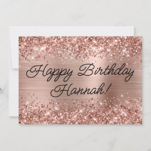 Cartão Aniversário feliz moderno do Rosa Gold Foil Modern