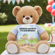 Aniversário Feliz Neto Urso de Pelúcia de Beisebol