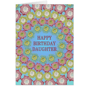 Cartão Aniversário Filha Flores de Crochet