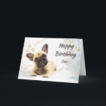 Cartão  Aniversário Filho Cachorro Francês Cachorro Cacho<br><div class="desc">Animal de estimação de cachorro-do-jardim-branco</div>