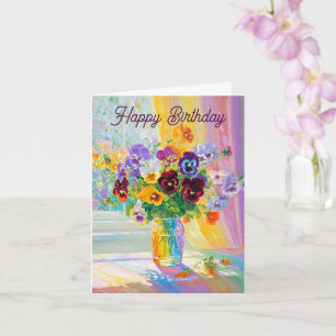 Cartão Aniversário Floral Aquarela