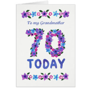 Cartão Aniversário floral bonito do 70, para a avó