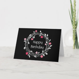 Cartão Aniversário Floral Rosa Branco Personalizado