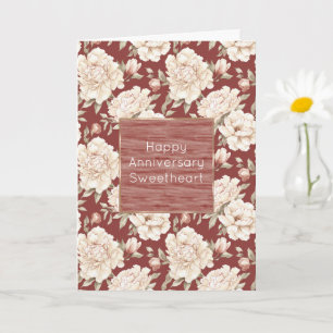 Cartão Aniversário Floral Vermelho Creme Romântico