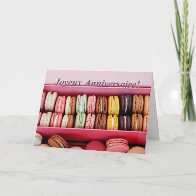 Cartão Aniversário francês Macaron-Joyeux Anniversaire! (Frente)