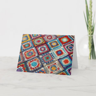 Cartão Aniversário, Granny Square Crocheted Quilt
