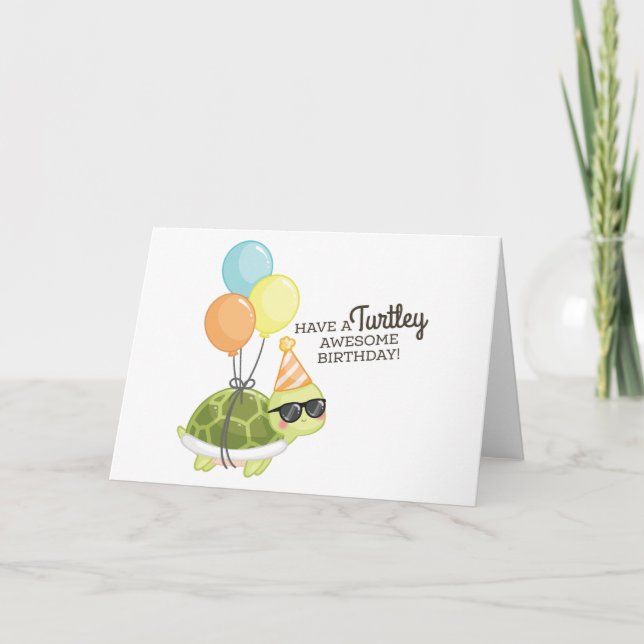 Cartão Aniversário impressionante de Turtley (Frente)