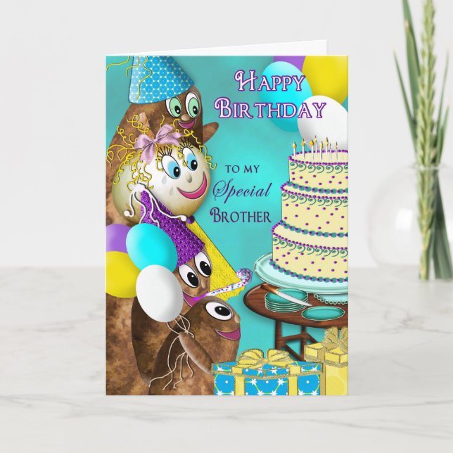 CARTÃO ANIVERSÁRIO - IRMÃO - RECOLHA FAMILIAR DE BATATA (Frente)