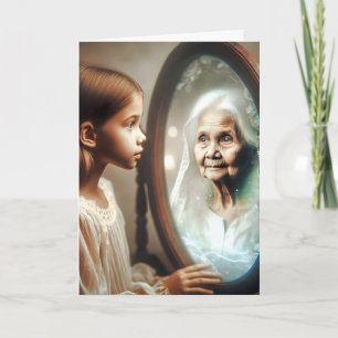 Cartão Aniversário Jovem Menina e Velhinha