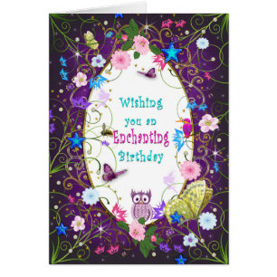 Cartão Aniversário mágico e Enchanting, fêmea