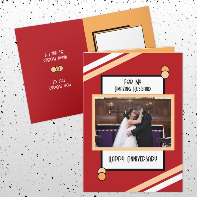 Cartão Aniversário, marido maravilhoso, foto vermelha de  (Criador carregado)