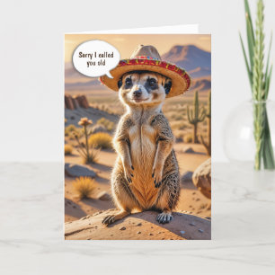 Cartão Aniversário Meerkat Vestindo um Sombrero