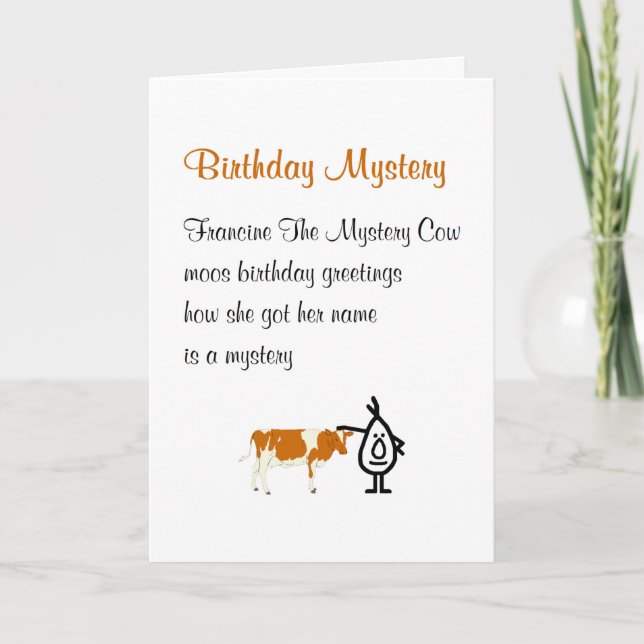 Cartão Aniversário Mistério Um Poema Feliz De Aniversário (Frente)