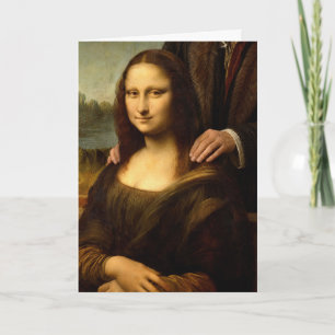 Cartão Aniversário Mona Lisa com um Companheiro Masculino
