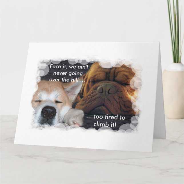 Cartão Aniversário Mútuo, muito cansado para passar pela  (Frente)