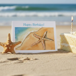 Cartão Aniversário na Praia Estrela do Mar Costeira Aquar