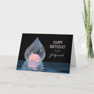 CARTÃO ANIVERSÁRIO - NAMORADA - LOTUS EM WATERDROP