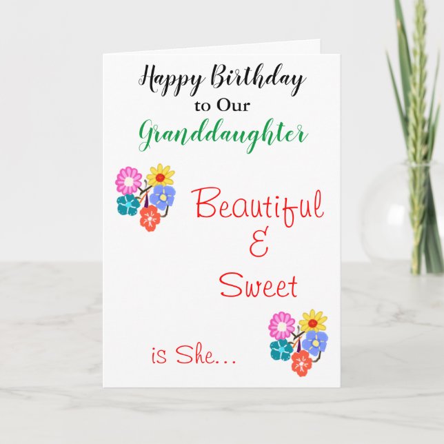 Cartão Aniversário neta Bonito Flores (Frente)