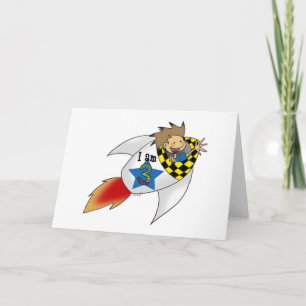 Cartão Aniversário num foguete