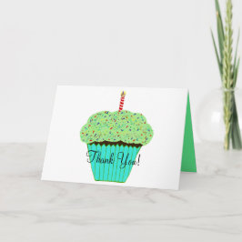 Cartão Aniversário Obrigado Cupcake Verde