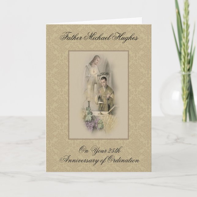 CARTÃO ANIVERSÁRIO ORDENAÇÃO SACERDOTE COROA DE JESUS (Frente)