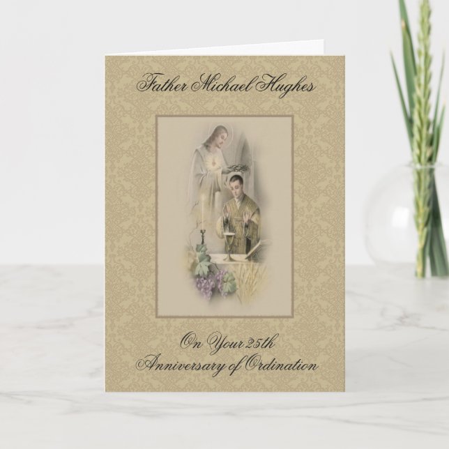 CARTÃO ANIVERSÁRIO ORDENAÇÃO SACERDOTE JESUS COROANDO (Frente)