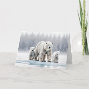 Cartão Aniversário Para A Família Do Urso Polar Da Mãe No