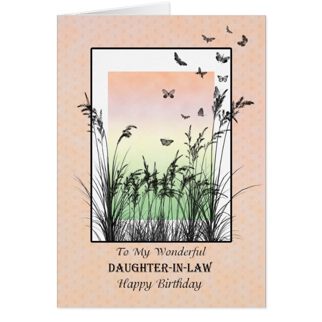 Cartão Aniversário para a Filha de Direito, com Borboleta (Frente)