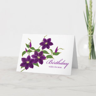 Cartão Aniversário para a mãe com uma Vinha de Clematis