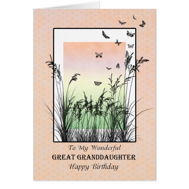 Cartão Aniversário para a neta Excelente, com borboletas (Frente)